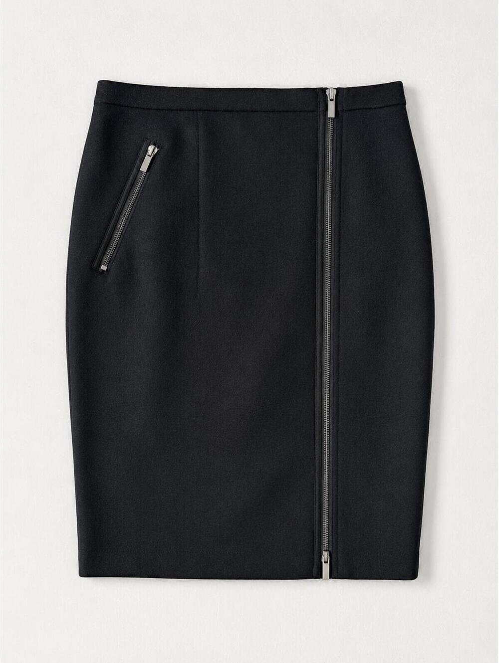 J. Crew 100% Wool Zippered Black Pencil Skirt Women's Sz 0 Career Business Wear